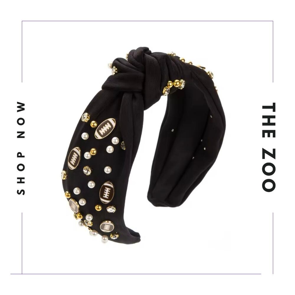 Jeweled Football‎ Headband Black